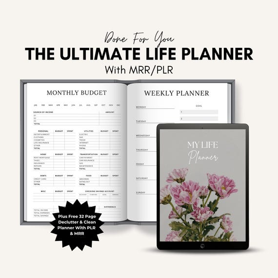 Life Planner Canva Template: PLR, MRR, Goal Setting (Digital Download)