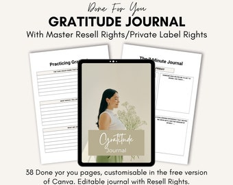 Gratitude-dagboek: canvasjabloon van 38 pagina's met doorverkooprechten (digitale download)