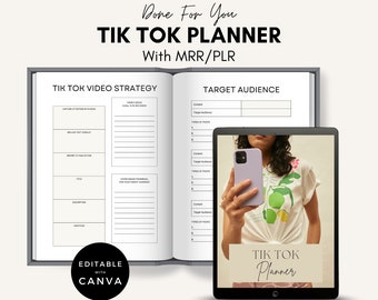 Tik Tok Social Media Planner with Master Resell Rights (MRR) and Private Label Rights (PLR) | Done For You Digital Product | Canva Template.