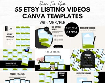 Etsy Listing Video Templates. 55 Canva Mockups with MRR/PLR. Digital Download
