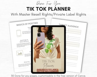 Tik Tok Planner Master Resell Rights | PLR Digital Product | Digital Marketing | Social Media Planner | PLR Planner Canva | Done For You.