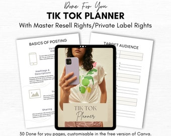 TikTok Planner: Social Media Content, PLR Canva Template (Digital Download)