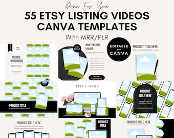 Etsy Listing Video Templates | Editable Canva Mockups for Digital Products | Animated Video Mockup Bundle for Etsy Sellers | PLR MRR.