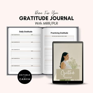 Gratitude Journal MRR | Editable Digital Products | Master Resell Rights | Canva Templates for Self-Care | DFY Gratitude Journal with PLR.