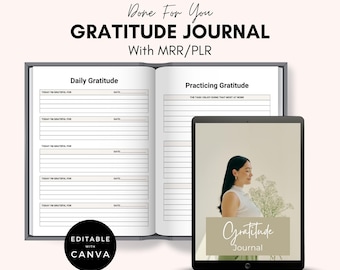 Gratitude Journal | Editable Canva Template, PLR & MRR (Digital Download)