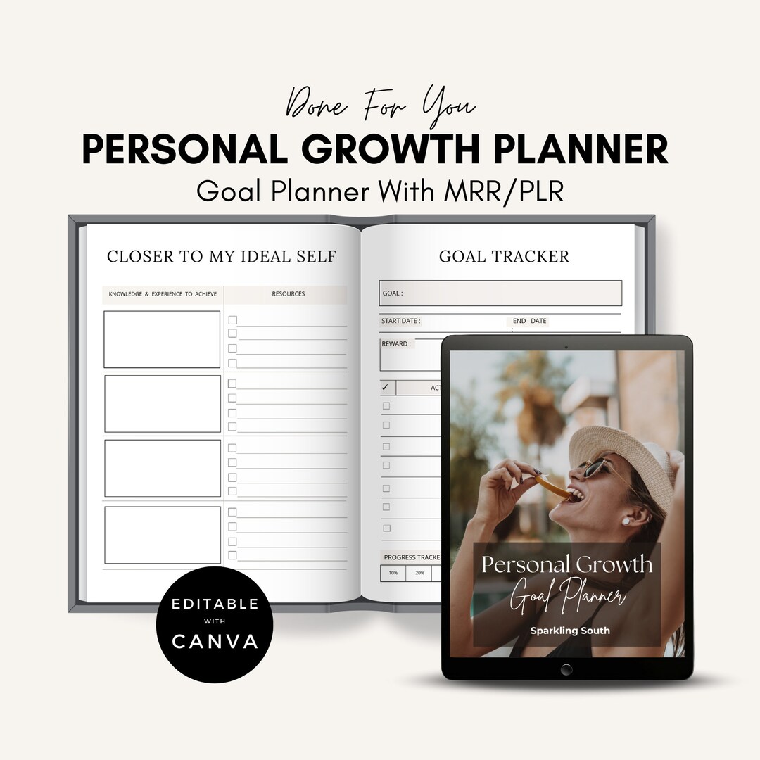 Personal Growth Goal Planner: Editable Canva Template (MRR/PLR) - Etsy