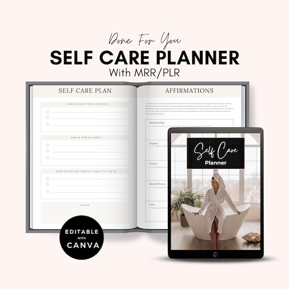 Self Care Planner: Daily Journal, Affirmations, and Trackers (PLR MRR Digital Product)