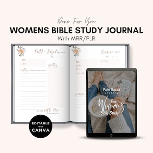 Prayer Journal With PLR | Master Resell Rights | PLR Planner | Devotional Journal | Bible Study Guide Canva Journal Template For Women.