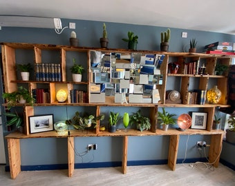 Rustic timber shelving unit