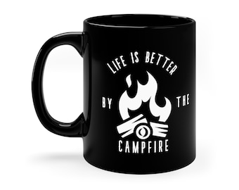 Taza de camping: La vida es mejor junto a la fogata - Regalo para amantes de la naturaleza