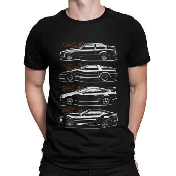Toyota Supra History Car T-Shirt | Supra MK2, MK3, MK4, MK5, JDM Shirt, Gift For Car Guys, Car Enthusiast Tee, JDM Clothing, Racecar Shirt