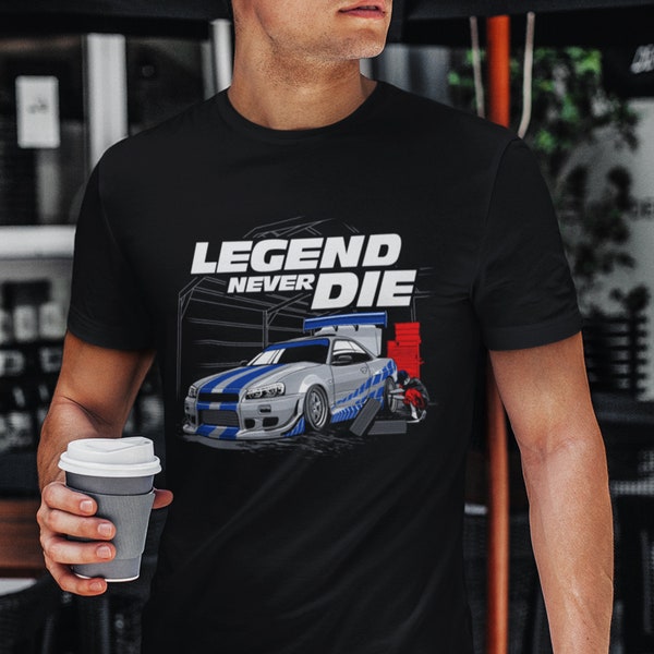 Nissan Skyline GTR R34 Legend Never Die Car T-Shirt | Car Enthusiast Tee, JDM Clothing, Car Lover Shirt, JDM Shirt, Gift For Car Guys