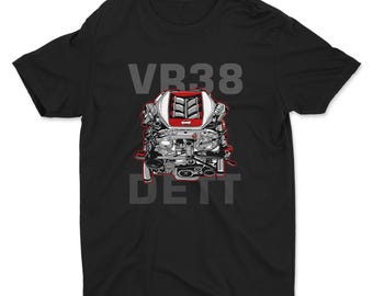 VR38DETT Engine T-Shirt | Twin-Turbo JDM Tee for Car Enthusiasts and GT-R Fans