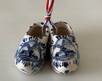 Vintage cerámica Delft Blue Holland zapatos zuecos molinos de viento holandeses Holanda recuerdo cumpleaños Navidad regalo ella, esposa, novia, pareja, mamá, papá