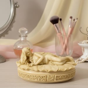 Joyero vintage con forma ovalada de hada durmiente, coleccionable, ideal para San Valentín, cumpleaños, Navidad, esposa o novia.