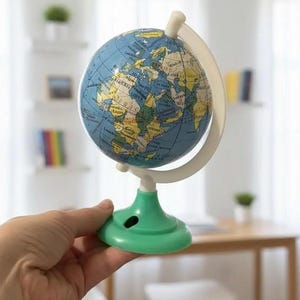 Vintage Plastic World Globe with Pencil Sharpener Table Home Décor Stationery Collectable Birthday Xmas Gift Her Him Wife Girlfriend Mum Dad