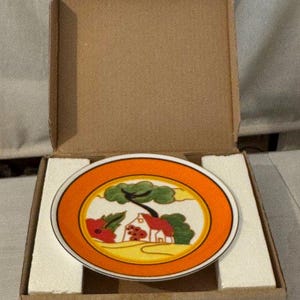 Vintage Clarice Cliff Bizarre Red Roof 8 in Display Plate Wedgwood Collectable Birthday Xmas Gift Ideas Her Him Wife Husband Partner Mum Dad