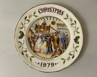 Vintage Aynsley Christmas Plate 1979 "Mr Fezziwigs Ball" Christmas Carol by Charles Dickens Collectable Plate Birthday Xmas Gift for Her Him