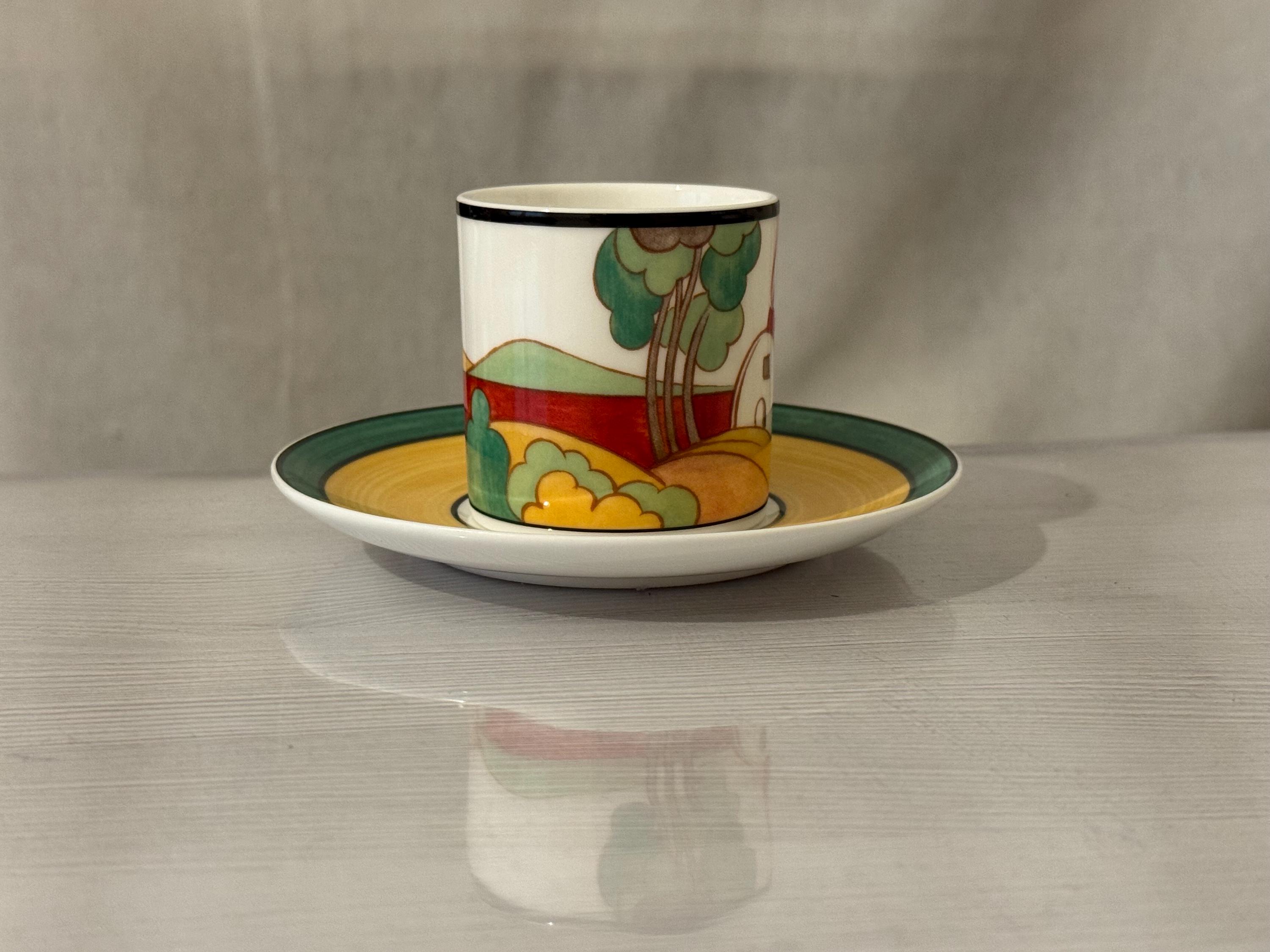 Vintage Wedgwood Clarice Cliff Brookfields Coffee Cup and Saucer