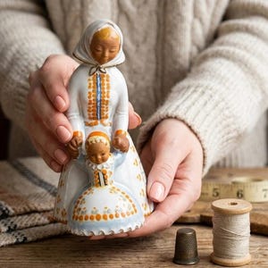 Gácser Kata Vintage Mother Child Figurine: Hungarian Art Pottery Collectible