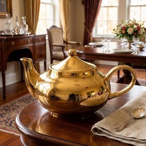 Vintage Urban Nature Culture Good Morning Teapot Gold Lustre Pattern Amsterdam Collectable Kitchen Decor Birthday Xmas Gift for Him Her