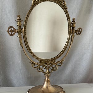 Vintage Brass Swivel Adjustable Table French Free-Standing Mirror Home Decor Housewarming Xmas Birthday Gift for Her Wife Mum Gift Shop Idea