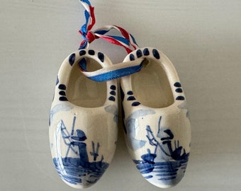 Vintage cerámica Delft Blue Holland zapatos zuecos molinos de viento holandeses Holanda recuerdo cumpleaños Navidad regalo ella, esposa, novia, pareja, mamá, papá