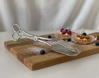 Vintage verzilverde gebak taart serveertang tulp scroll ontwerp dessert suikertang collectible verjaardag kerstcadeau hem haar vrouw moeder vader