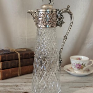 Vintage Englisch Claret Krug Wein Karaffe Versilbert Cut Led Kristall Sammlerstück Jahrestag Valentinstag Geburtstag Weihnachtsgeschenk Sie Him Mum Dad