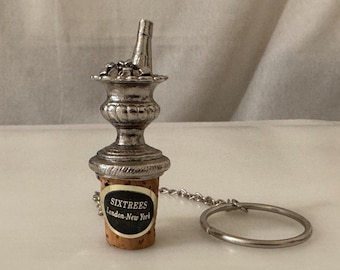 Vintage tenn champagne ishink korkpropp med ring, barbehör samlarobjekt