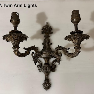 Vintage Brass Metal Victorian Pattern Wall Mounting Lights Twin Arm and One Arm Collectable Birthday Xmas Gift Idea for Her Him Mum Dad Wife