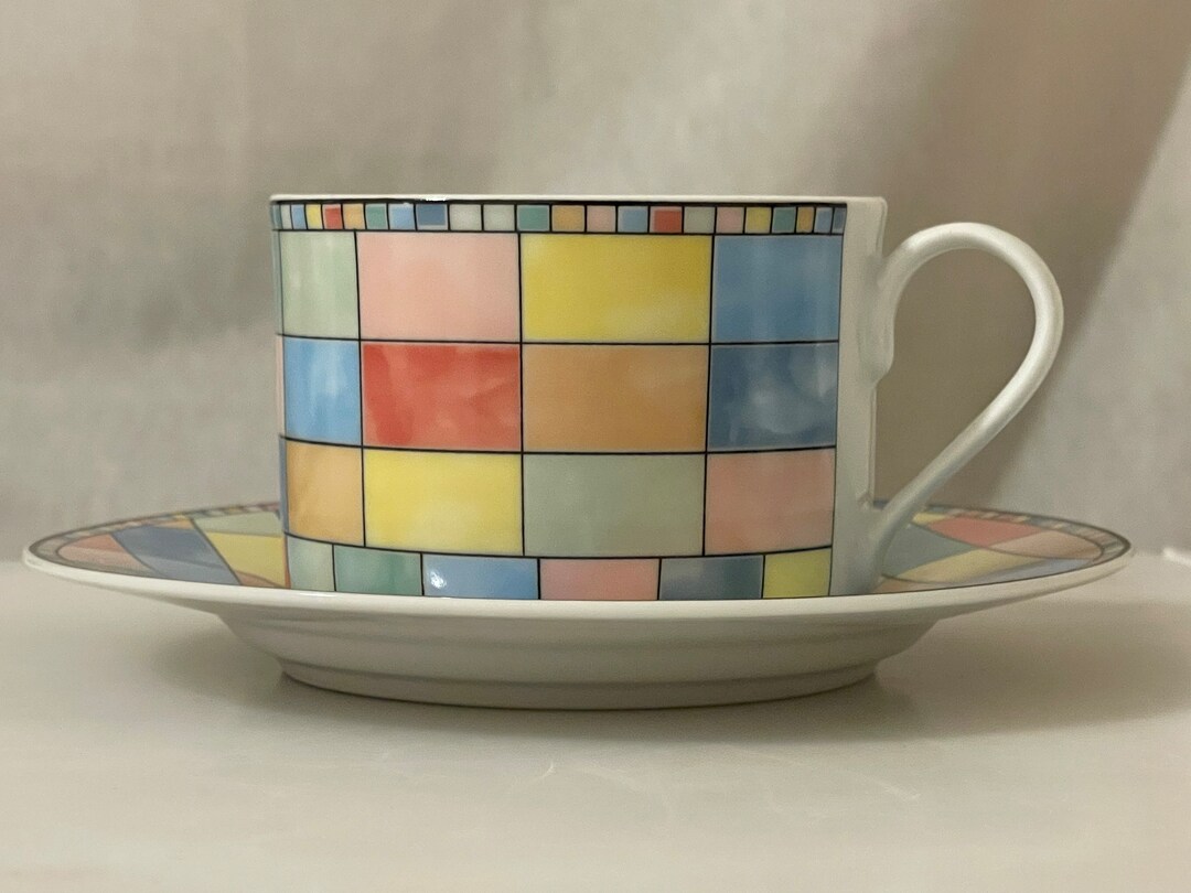 Table Top Company TTC Mardi Gras Harlequin Cups, Saucers, Pasta