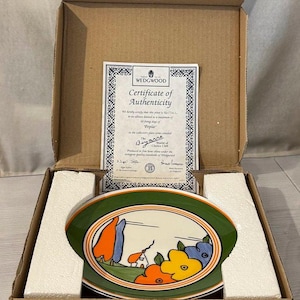 Vintage Clarice Cliff Bizarre Poplar 8 in Display Plate Wedgwood Collectable Birthday Xmas Gift Ideas Her Him Wife Husband Mum Dad Grandma