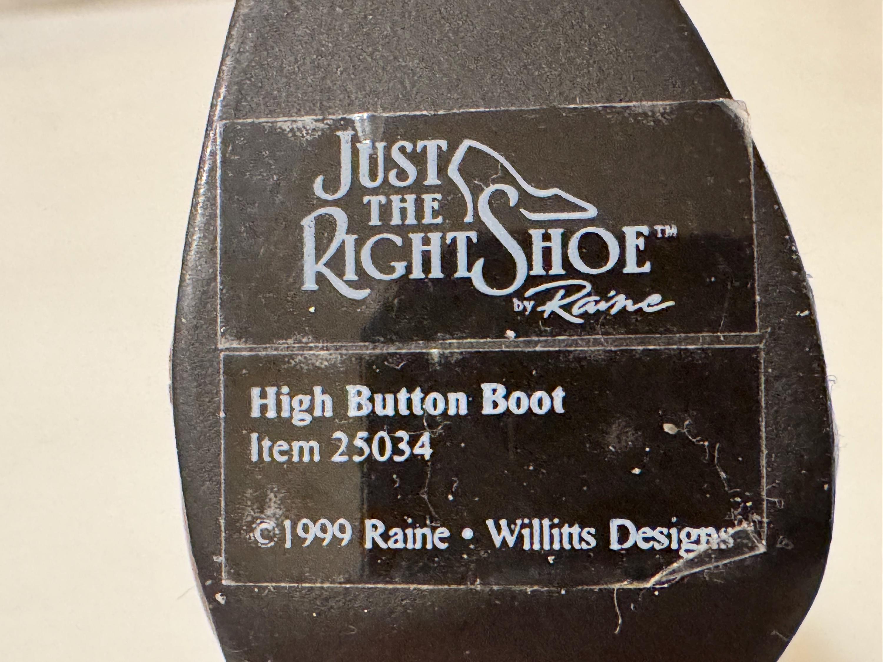 Just The Right Shoe High Button Boot - Miniature Resin Collectible Shoe With Real Buckles & Leather - View #4