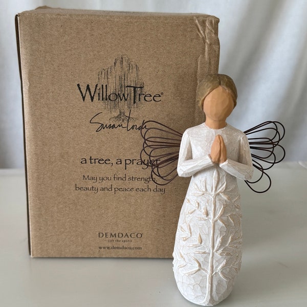 Vintage Willow Tree Angel A TREE A PRAYER Figurine Ornament Original Box, Collectible Birthday Xmas Gift for Her Him Mum Dad Wife Girlfriend