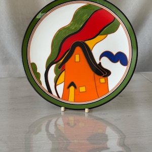 Vintage Clarice Cliff Bizarre Orange House 8in Display Plate Wedgwood Collectable Birthday Xmas Gift Ideas Her Him Wife Girlfriend Mum Dad