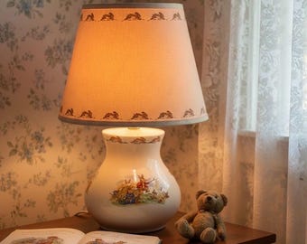 Vintage Royal Doulton Bunnykins Table Lamp | Rabbit Family Decor | Collectable Home Lighting | Birthday Xmas Gift fr Her or Wife or Daughter