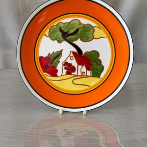 Vintage Clarice Cliff Bizarre Red Roof 8 in Display Plate Wedgwood Collectable Birthday Xmas Gift Ideas Her Him Wife Husband Mum Dad Grandma