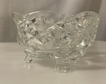VTG Three Footed Crystal Hand Cut Glass Bowl Housewarming Kitchen Decor Birthday Xmas Gift for Her Wife Girlfriend Boyfriend Partner Mum Dad