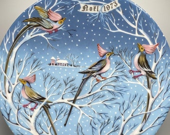 Vintage Haviland Limoges Decorative Collectors Plate - 12 Days of Christmas - "Four Coly Birds" - 4th in Series - Noel 1973