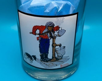Vintage Pepsi Arby's Collectors Series - Lowball Glass - 1979 -"Chilling Chore 1963"- Norman Rockwell Winter Scene
