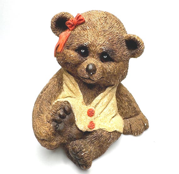 Adorable Vintage Stone Critters Bonnie Bear Figurine SC-364