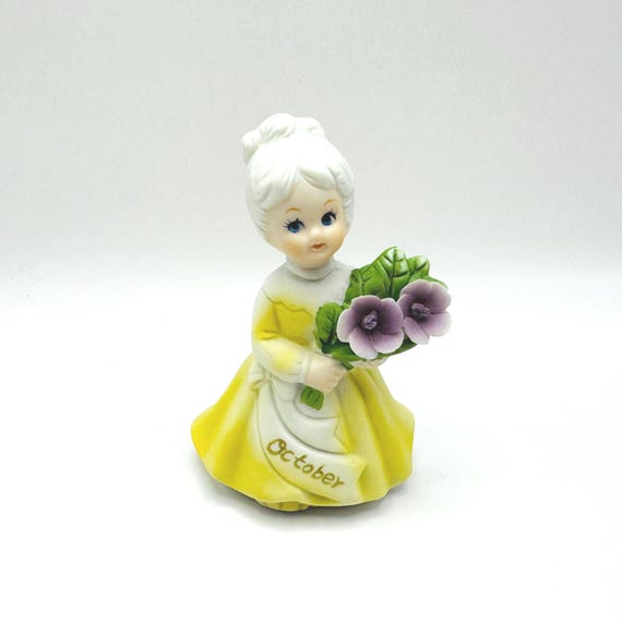 Retro Lipco October Birthday Girl Porcelain Figurine Decor
