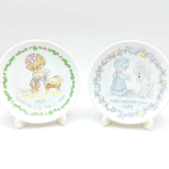 Vintage Precious Moments Mini Christmas Plates with Stands - Pick Your Favorite