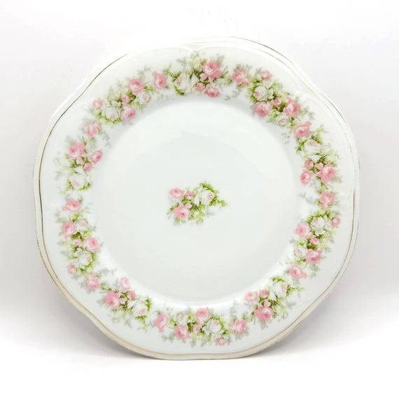 Elegant Pink Floral Roses Antique Dinner Plate by Z.S. & Co Mignon - Collectible Tableware