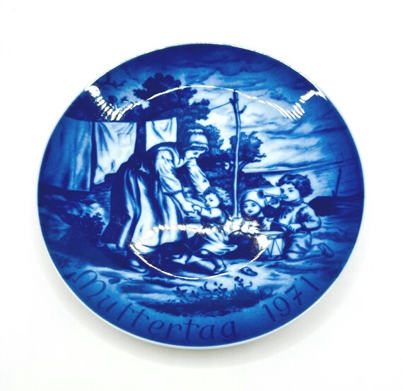 Vintage Bareuther Muttertag 1971 Plate - Mother's Day 1971 - Bavaria - Stunning Blue Decor Accent