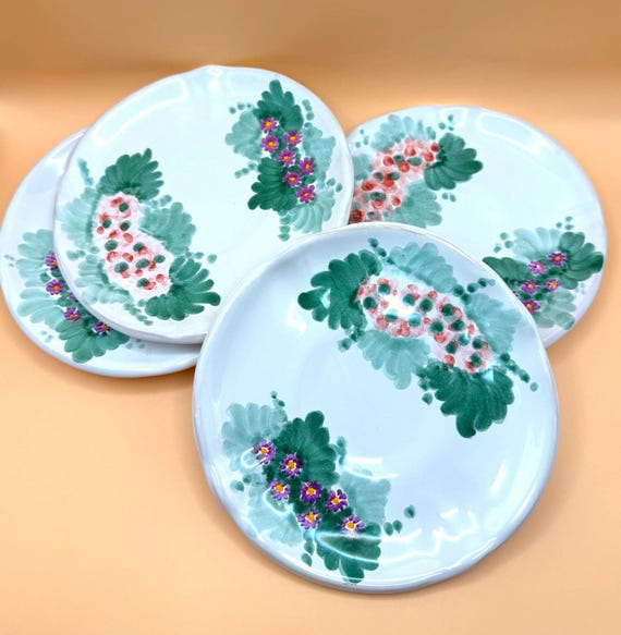 Fortebraccio Flora Saucer Set of 4 Made in Italy Hand Painted Floral