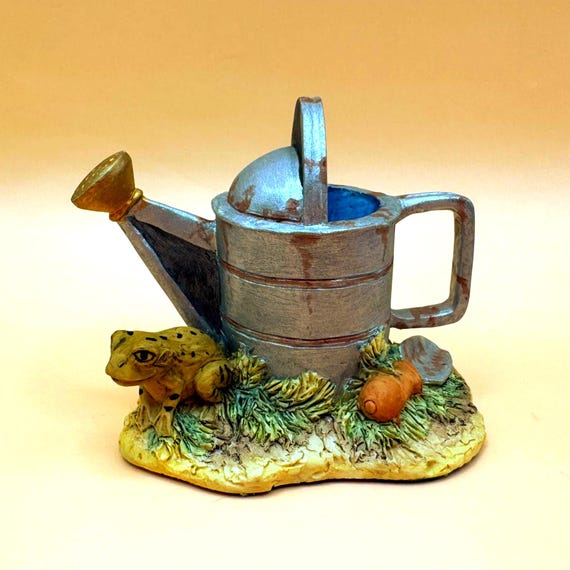 Lowell Davis Frog Watering Can Figurine Schmid Scotland 1985