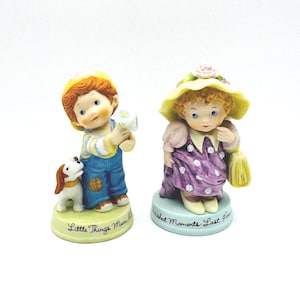 Vintage Avon Cherished Memories Figurines: Boy with Dog or Girl Dress Up