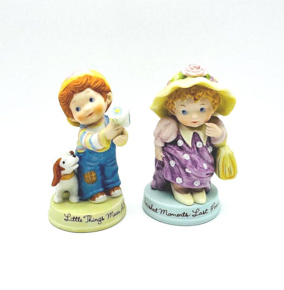 Vintage Avon Cherished Memories Figurines: Boy with Dog or Girl Dress Up